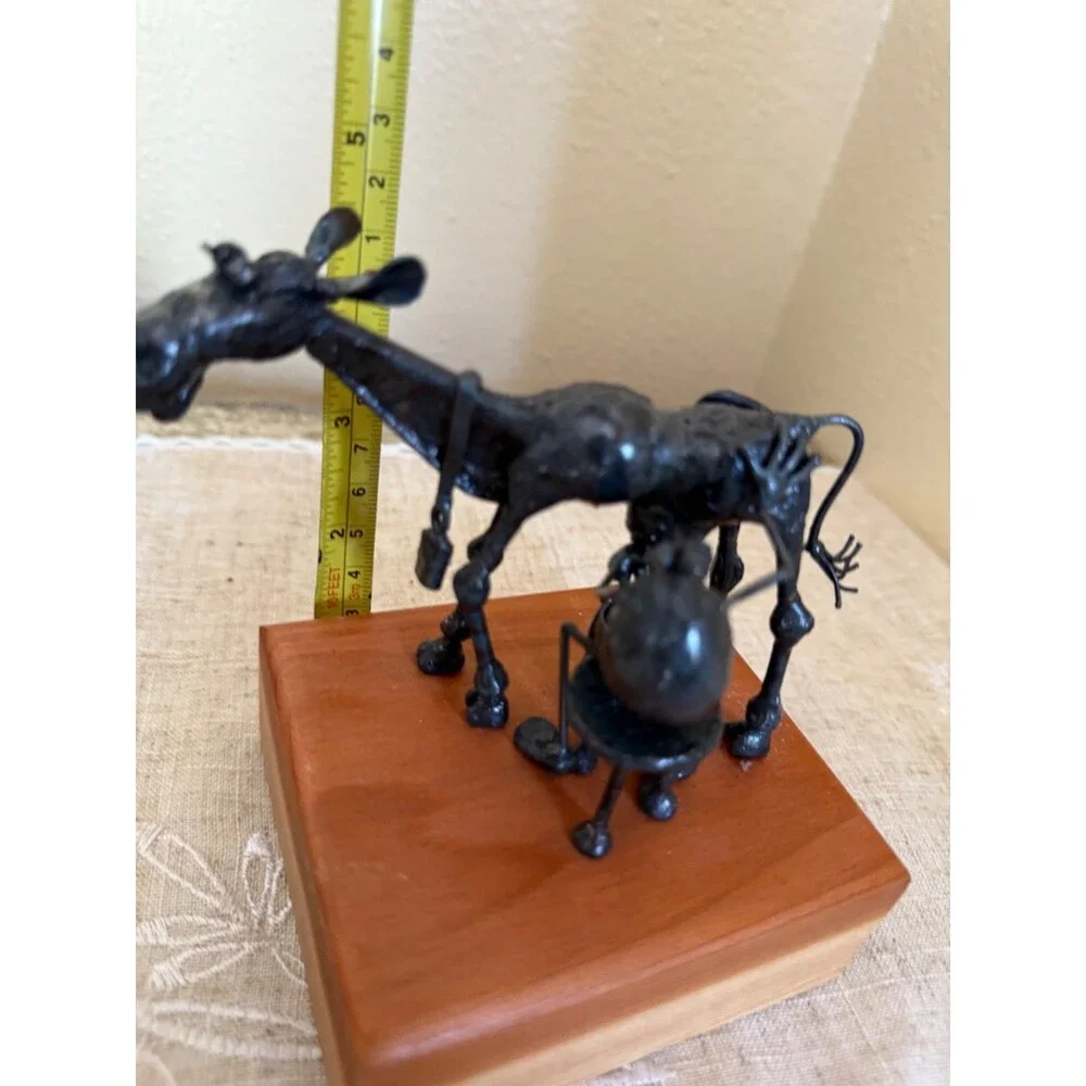 Greg Quayle Original Flea Metal Sculpture Vintage Flea Milking Cow RARE